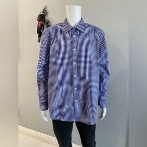 Lucky Brand Men's Navy Checkered Button Down Shirt